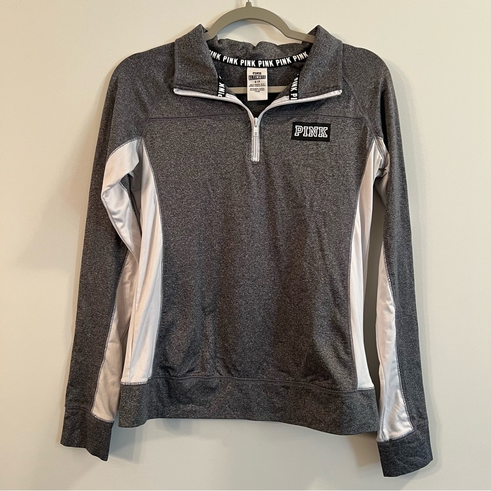 Women’s VS PINK gray half zip pullover sweater size small S